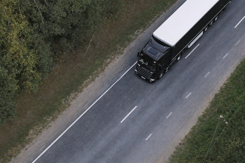 Semi-truck on a rural road